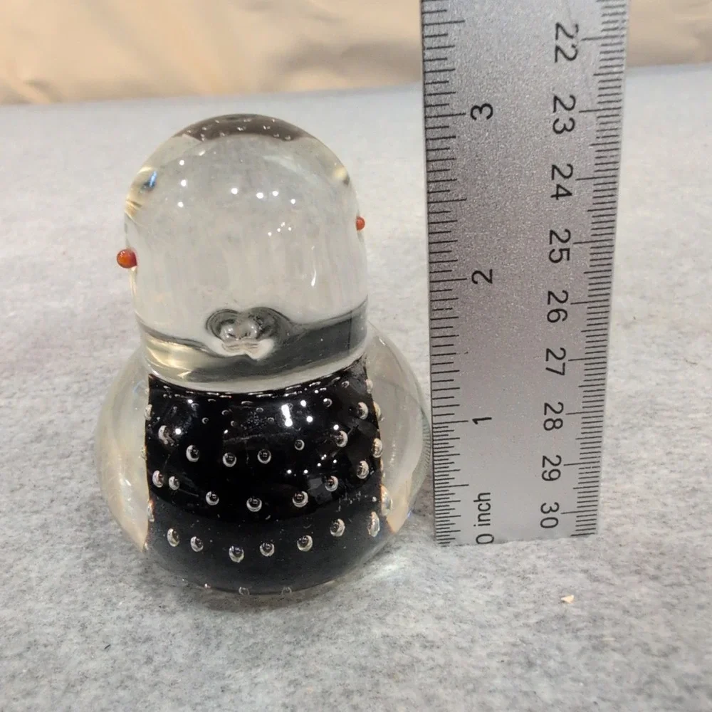 Kreiss Glass Figurine Bubble Bird Paperweight Red Eyes Black Body Handcrafted - Picture 2 of 5